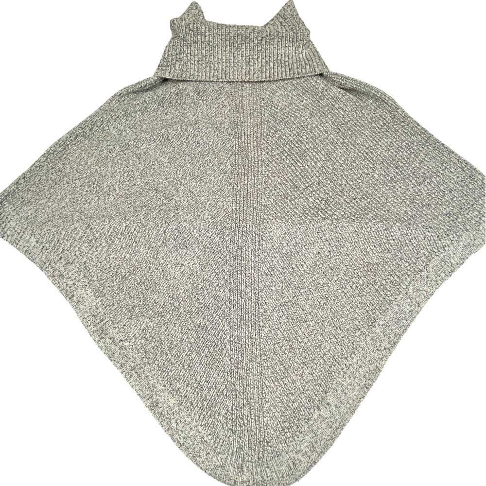 NEW! Roots Turtleneck Poncho Knit Cotton Blend Grey Gray One Size OS Neutral